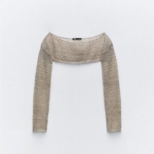NWOTS Zara OPEN WEAVE ALPACA BLEND CROPPED JACKET Size Medium